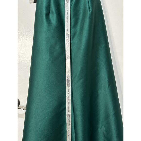 Alfred Sung Strapless Satin Gown Draped Skirt Front Slit Hunter Green Size 4 NWT - Picture 13 of 15